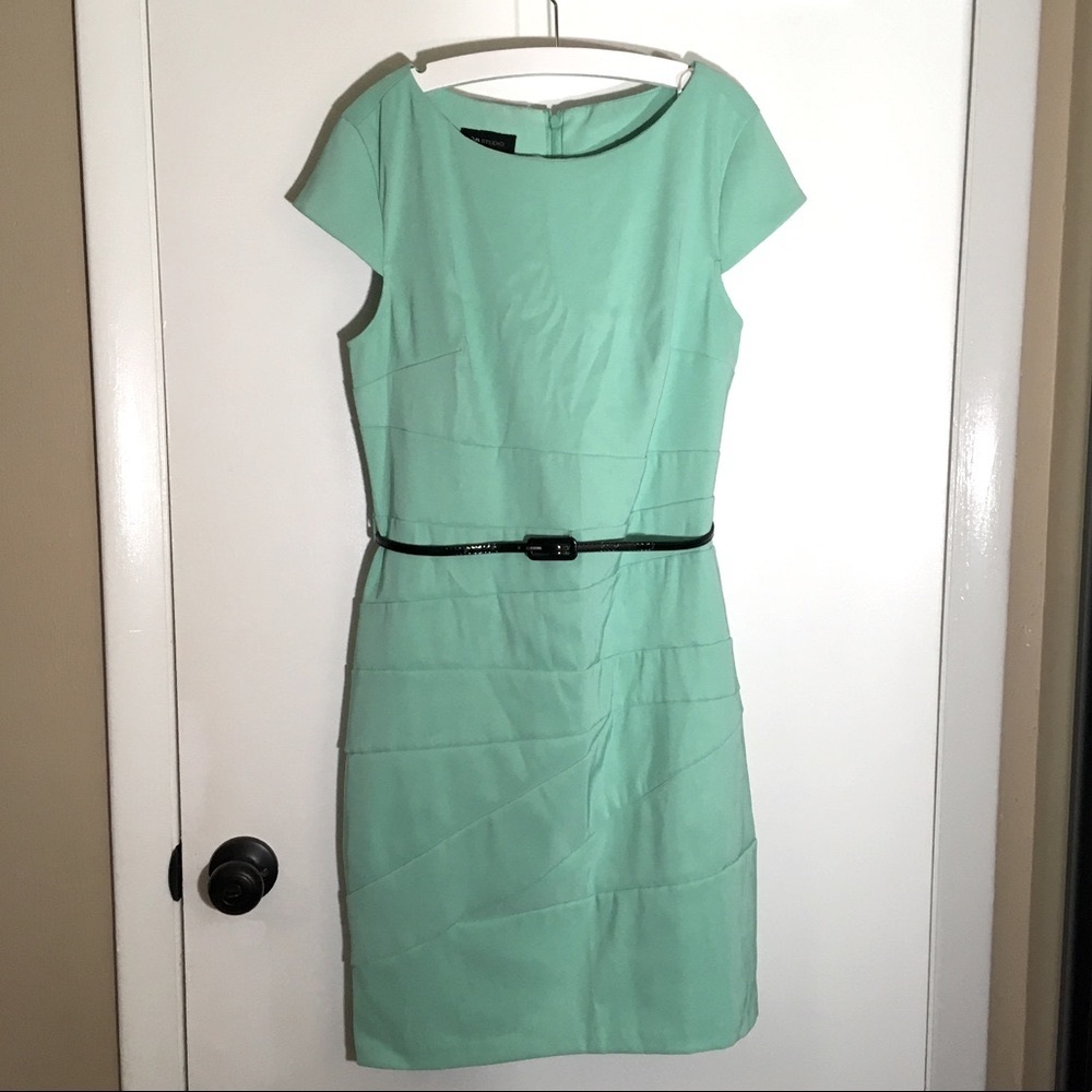 🌸 Mint Green Hourglass Cap Sleeve Dress Skinny Belt 2 for $20